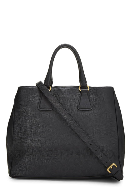 Prada, Pre-Loved Black Vitello Daino Convertible Tote, Black