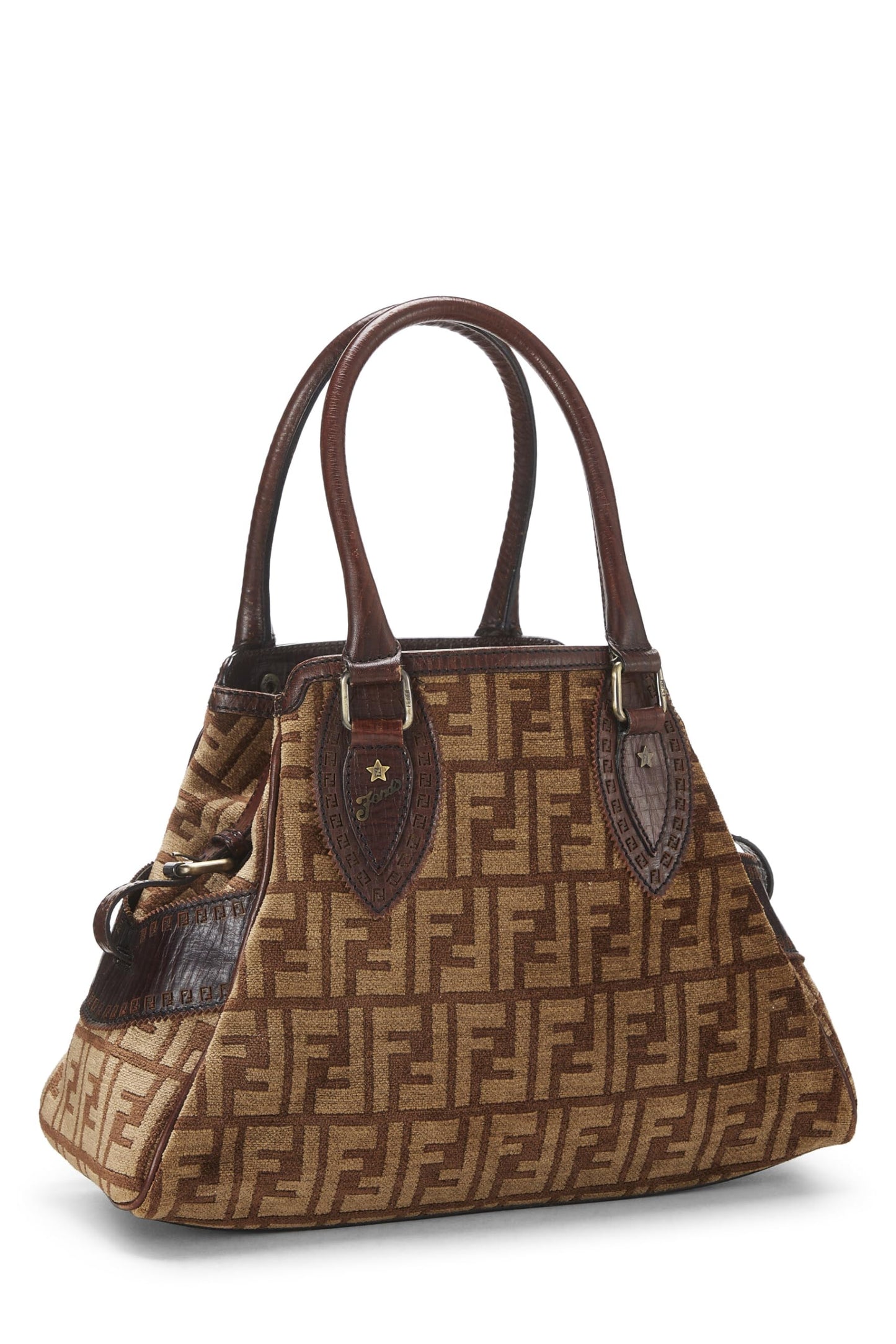 Fendi, Sac Du Jour Medium en velours marron Zucca d'occasion, marron