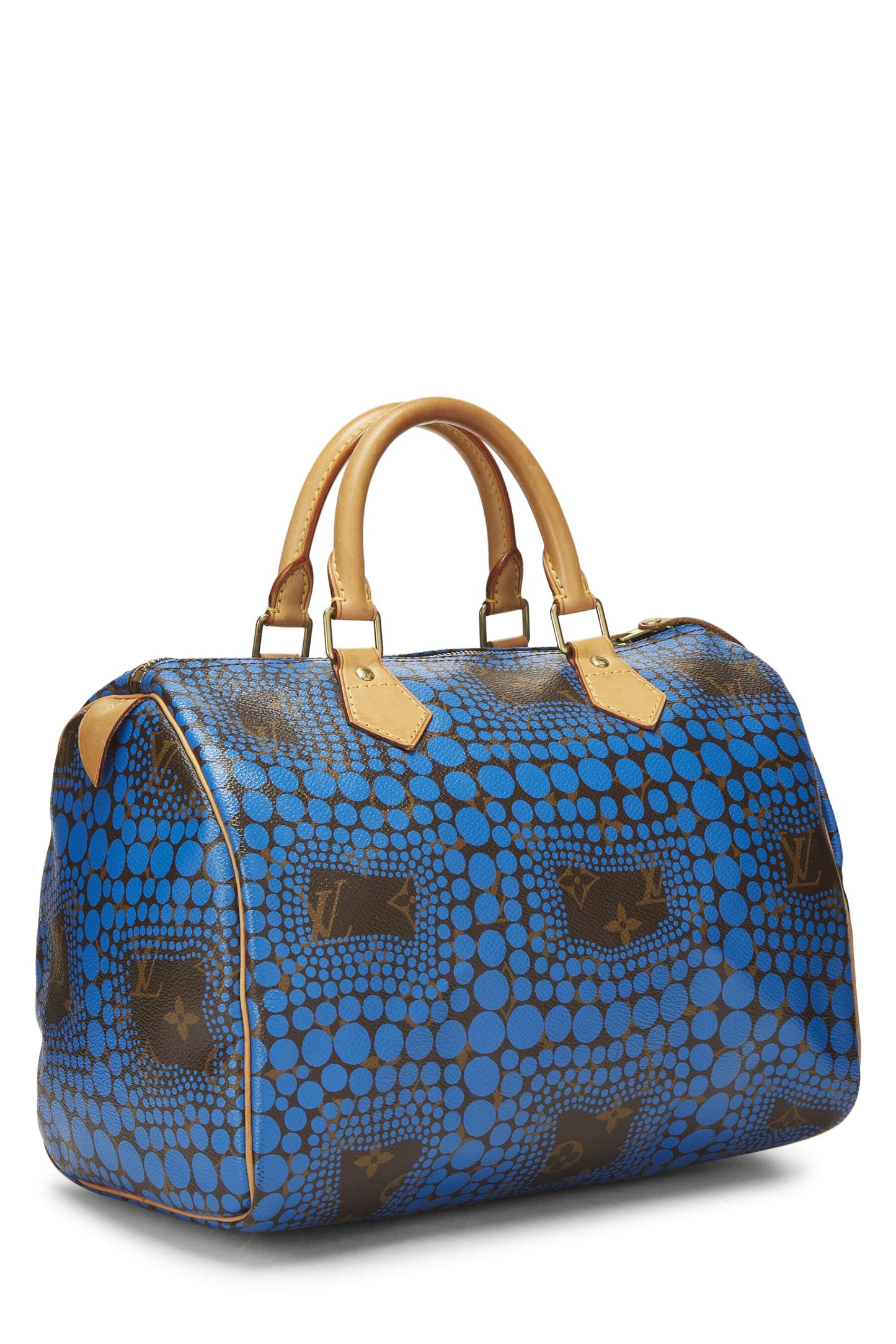 Louis Vuitton, Yayoi Kusama x Louis Vuitton, sac Infinity Speedy 30 à pois bleus Monogrammés d'occasion, bleu