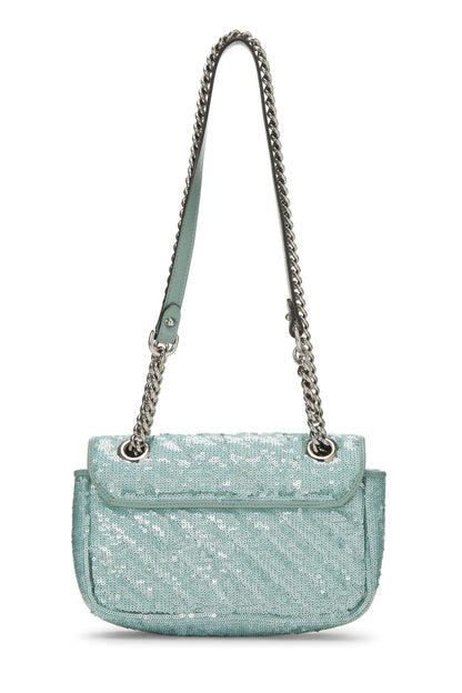 Gucci, Mini sac à bandoulière GG Marmont à sequins bleus d'occasion, bleu