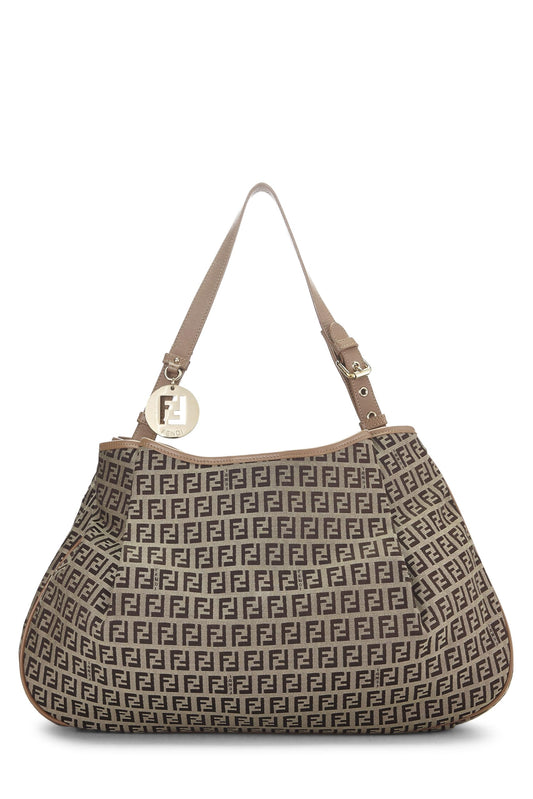 Fendi, sac à bandoulière Zucchino marron d'occasion, grand modèle, marron