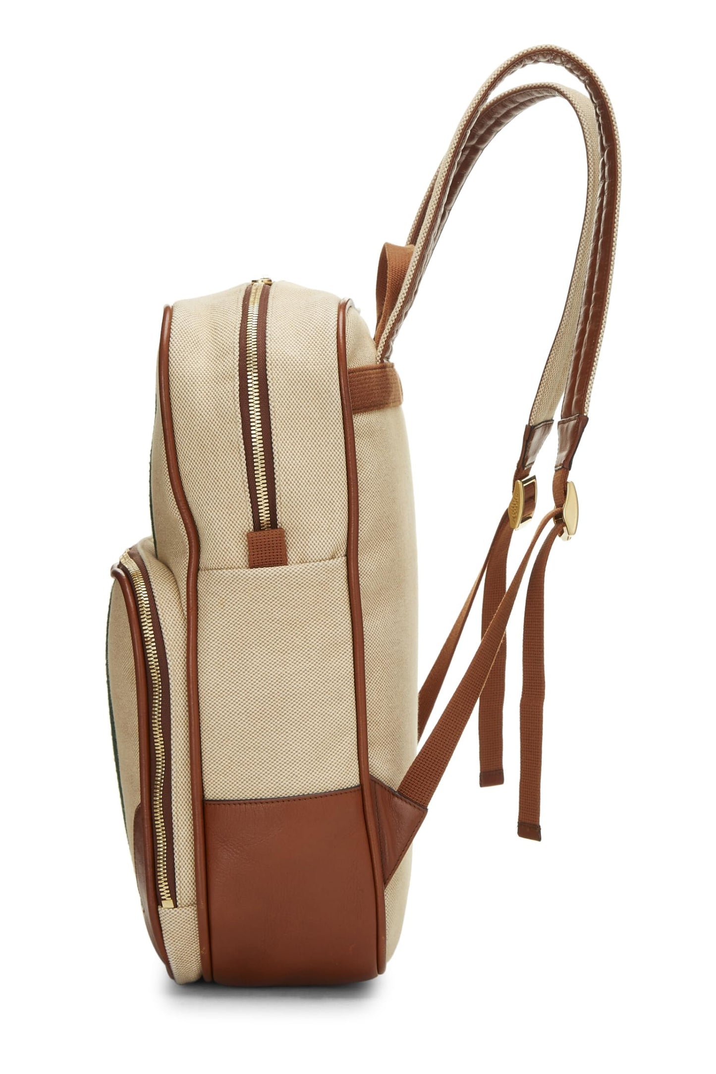 Gucci, Pre-Loved Beige Canvas Web Backpack, Brown