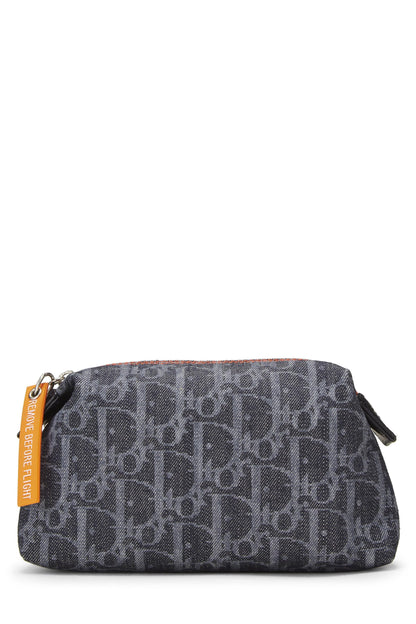 Dior, Pre-Loved Navy Denim Trotter Flight Pouch, Navy