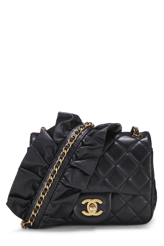 Chanel, Pre-Loved Black Quilted Lambskin Romance Square Flap Mini, Black