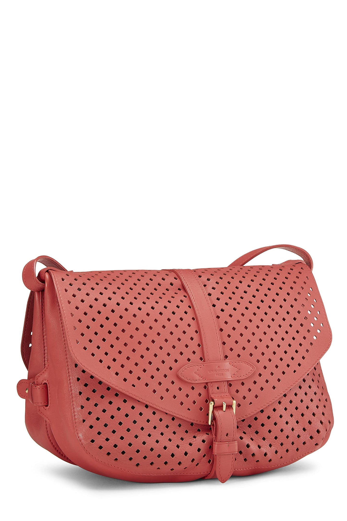 Louis Vuitton, Pre-Loved Pink Perforated Leather Saumur 30, Pink