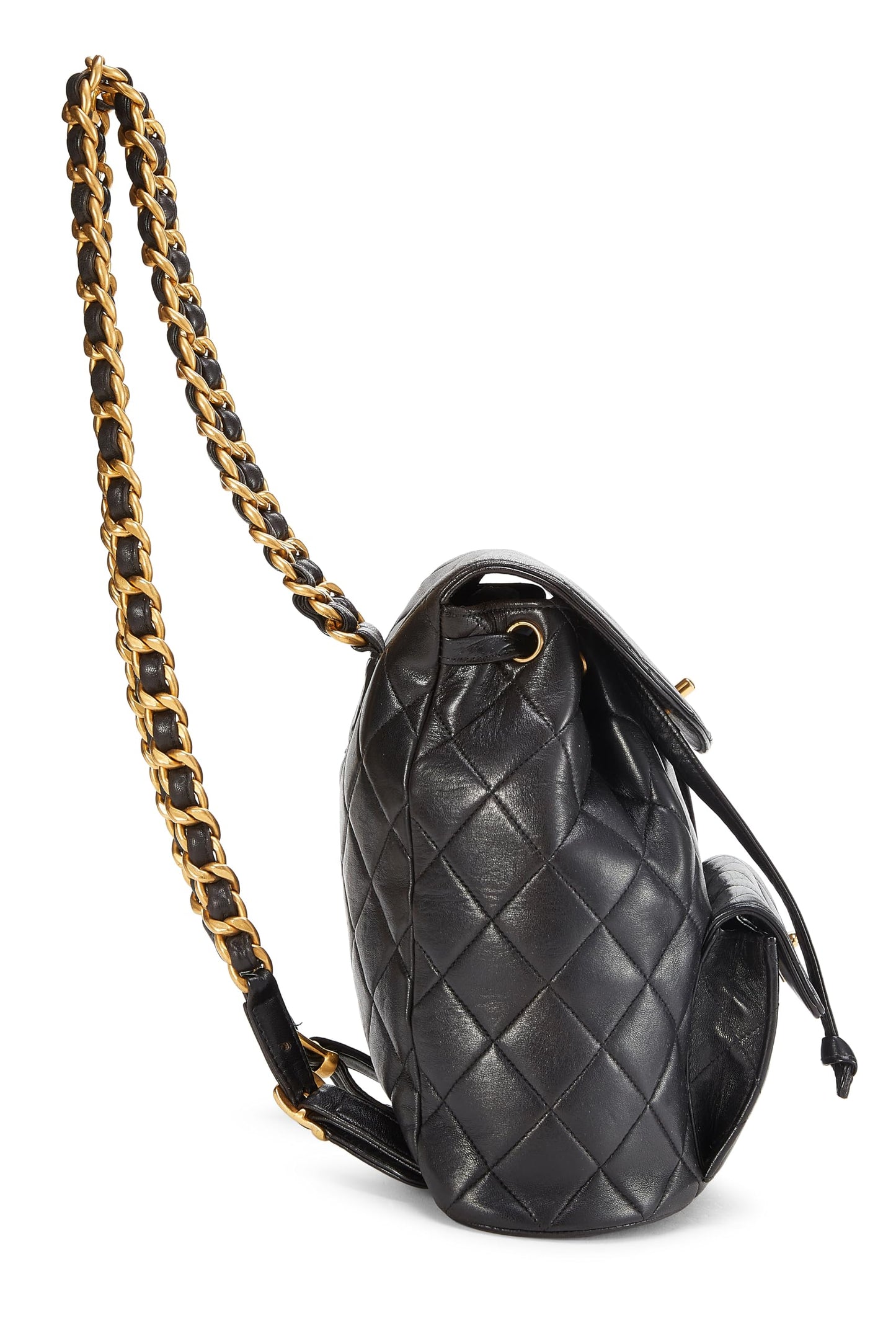 Chanel, Mochila clásica pequeña 'CC' de piel de cordero acolchada negra Pre-Loved, Negro