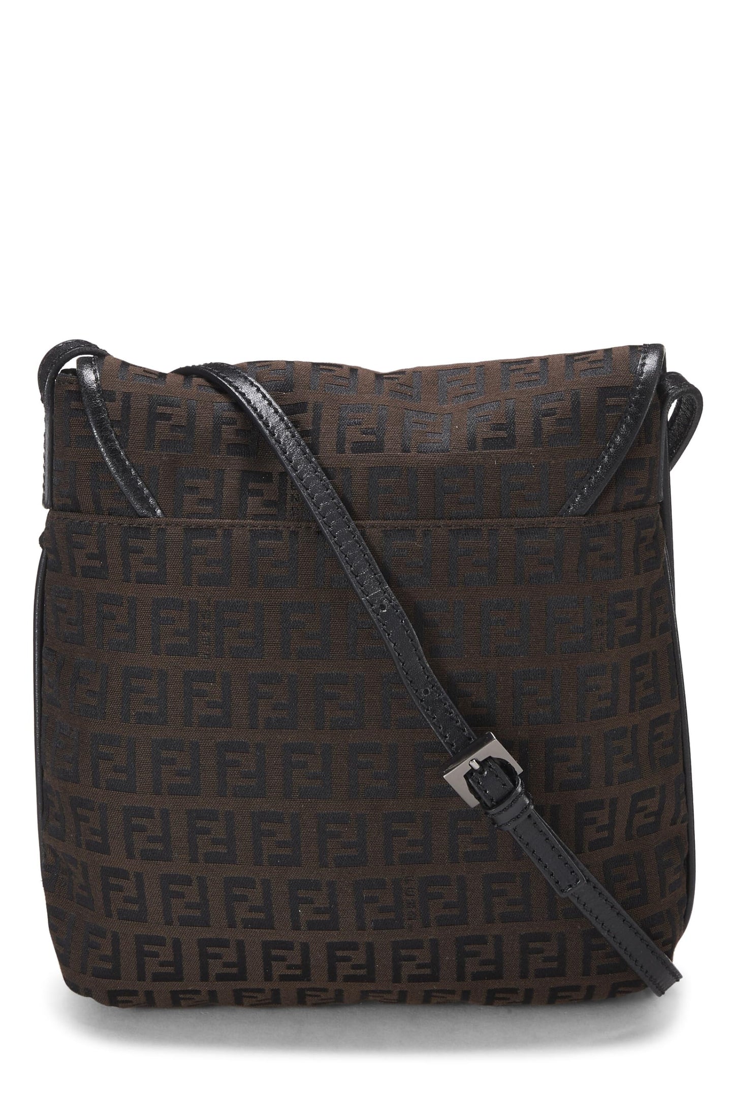 Fendi, sac à bandoulière en toile Zucchino marron d'occasion, petit modèle, marron