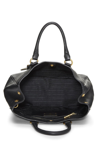 Prada, Pre-Loved Black Vitello Daino Convertible Tote, Black