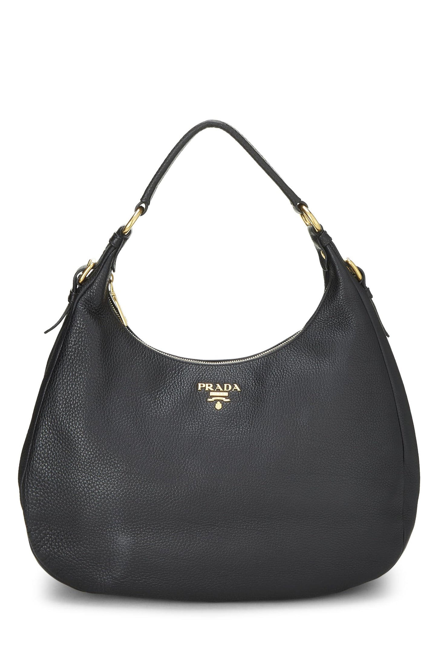 Prada, Pre-Loved Black Vitello Daino Hobo Medium, Black