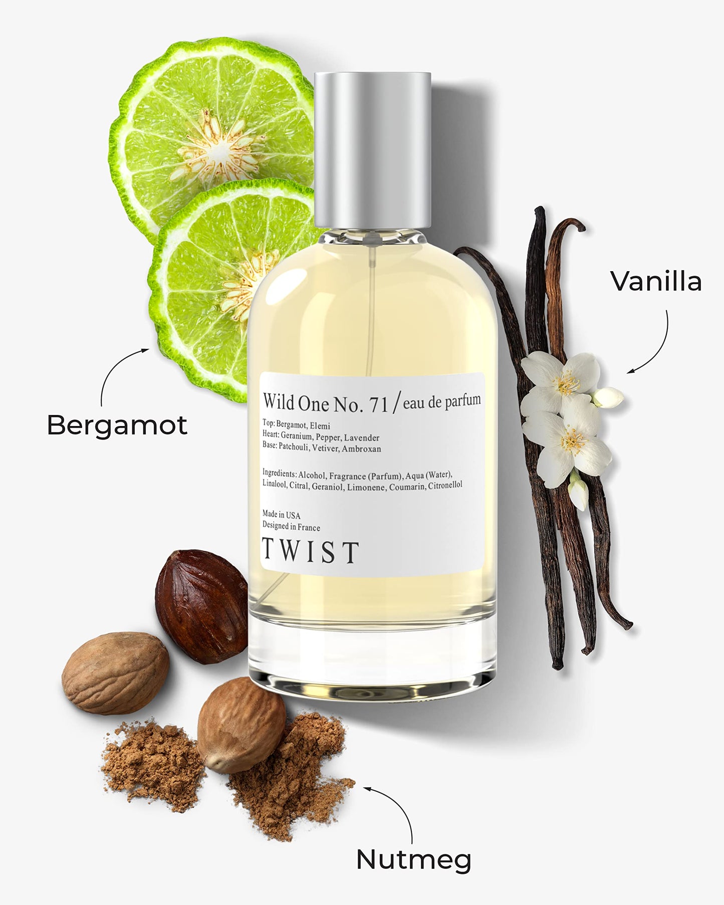 Twist - Wild One No. 71 - Eau De Parfum Inspired by Sauvage, Long-Lasting Perfume For Men, Paraben Free, Vegan, Clean Ingredients, Fragrance - Spray 100 ml | 3.4 fl. oz.