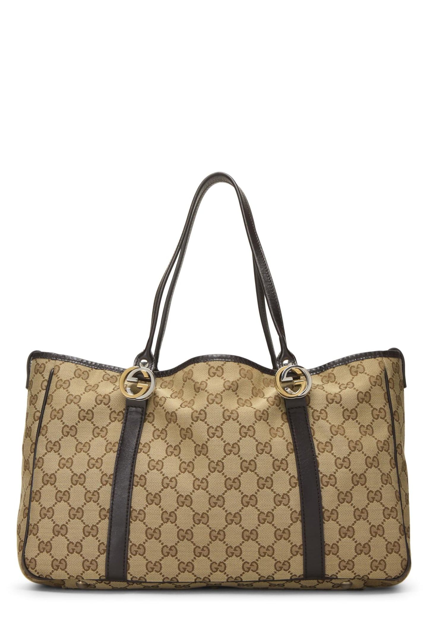 Gucci, sac fourre-tout Twins en toile GG noir d'occasion, marron