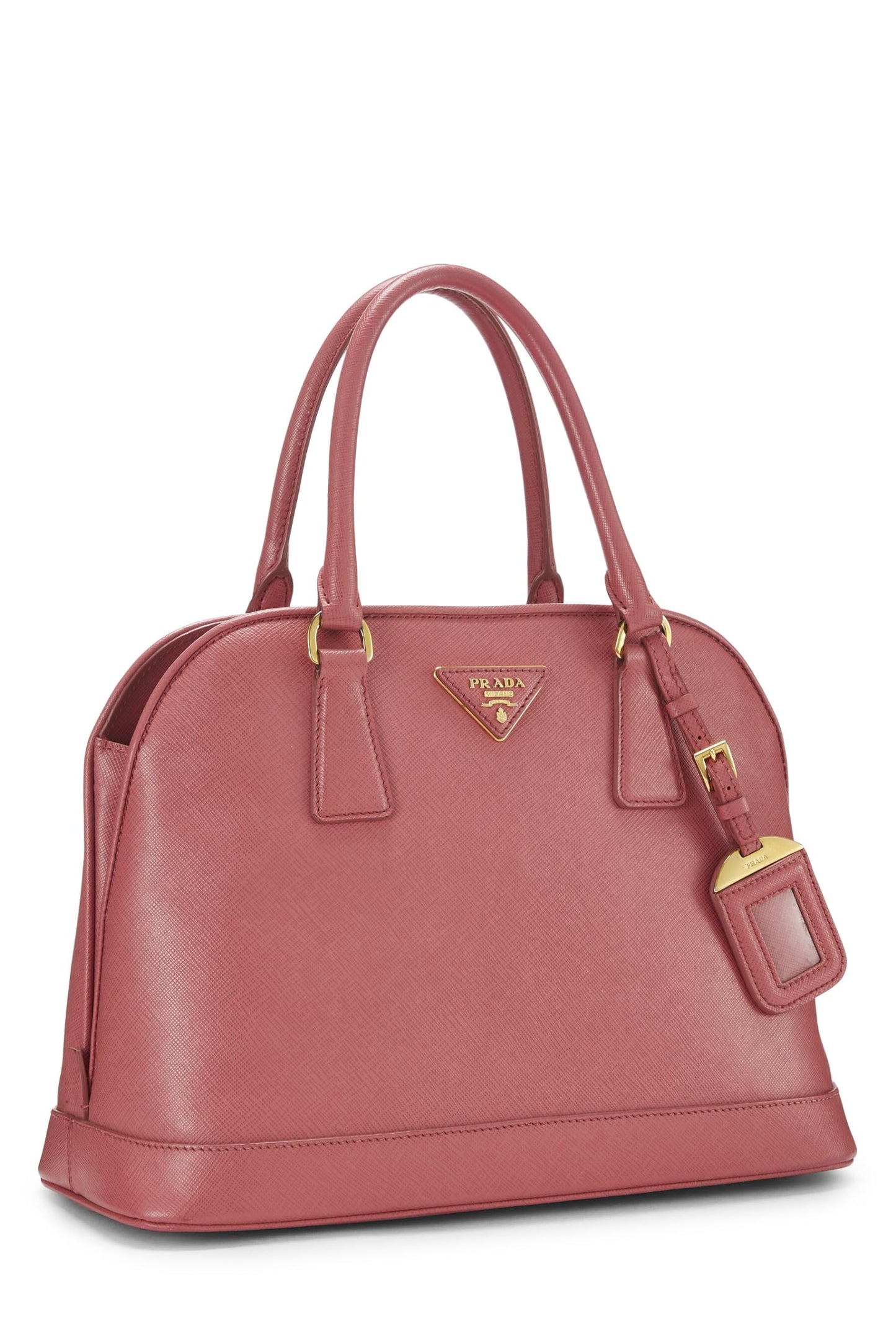 Prada, sac à main dôme en saffiano rose d'occasion, rose