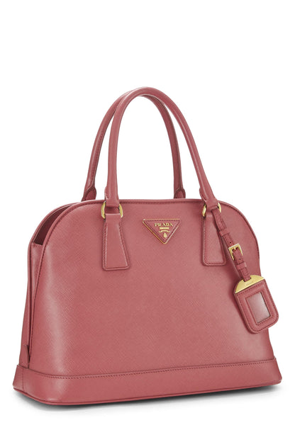 Prada, sac à main dôme en saffiano rose d'occasion, rose