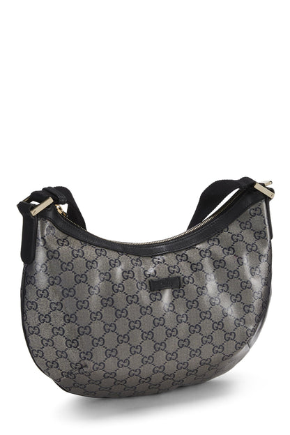 Gucci, sac messager rond en toile noire avec cristaux, d'occasion, noir