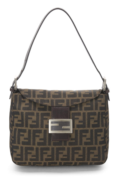 Fendi, sac à bandoulière en toile marron Zucca d'occasion, marron