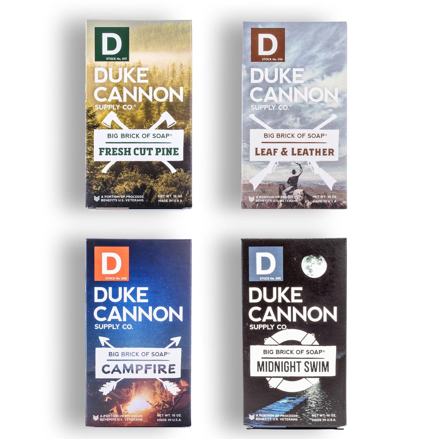 Duke Cannon Supply Co. FRONTIER 40 Big Brick of Soap Bar Variety, Lot de 4 - Extra Large, Parfums Masculins, 10 onces