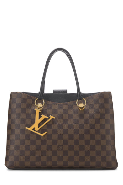 Louis Vuitton, Bolso tote Damier Ebene Riverside negro pre-Loved, Negro