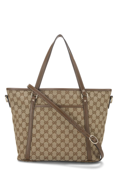 Gucci, Pre-Loved Original GG Canvas Zip Tote, Brown