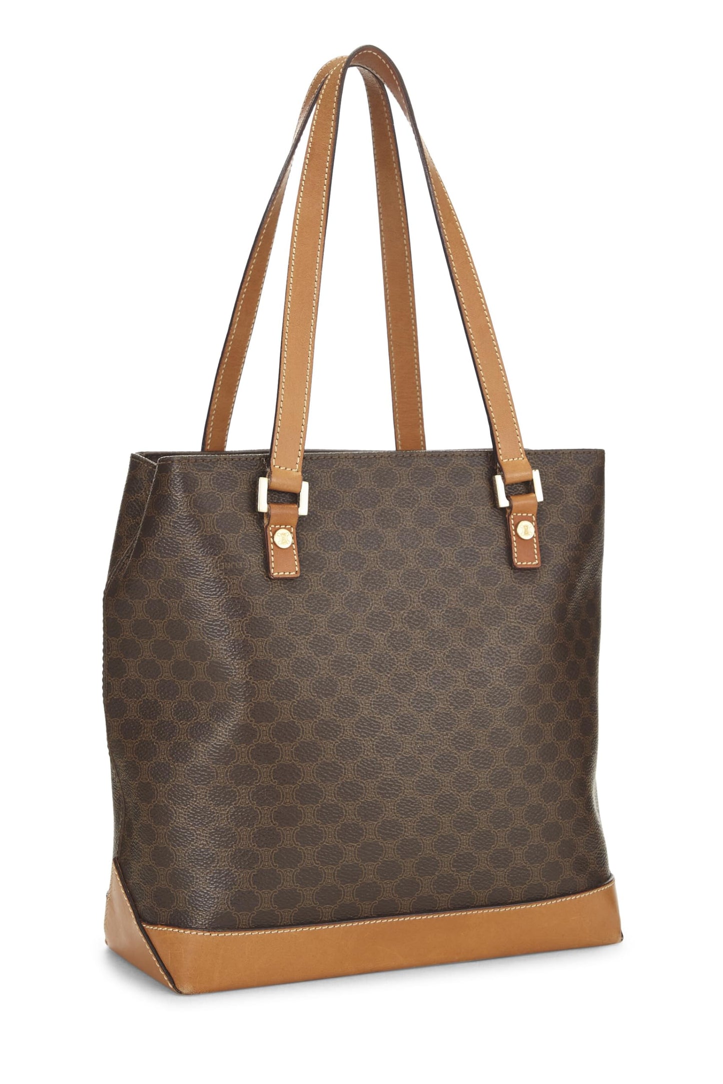 Céline, Pre-Loved Brown Coated Canvas Macadam Tote, Brown