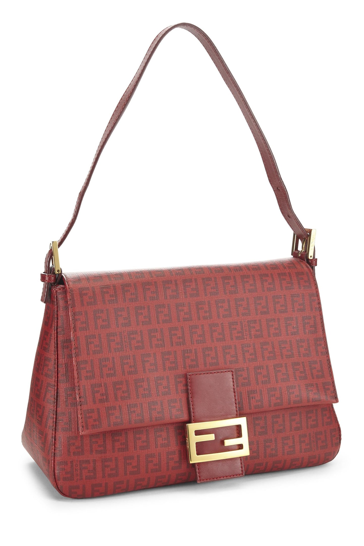 Fendi, Pre-Loved Red Zucchino Coated Canvas Mama, Red