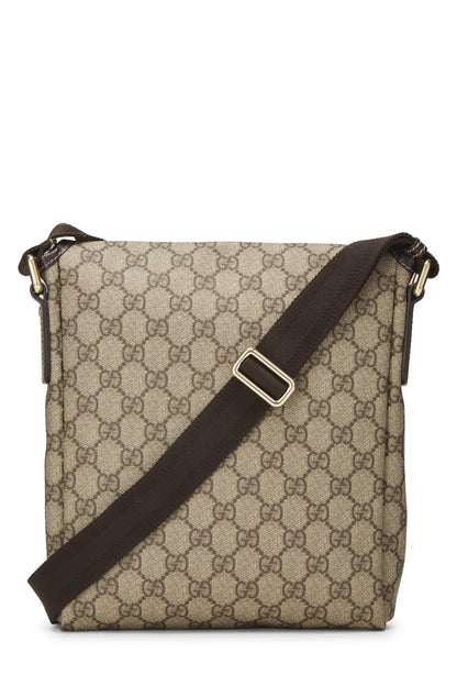 Gucci, sac messager plat en toile GG Supreme Original d'occasion, petit, marron