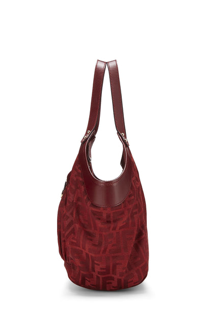 Fendi, sac fourre-tout de poche Zucca Chef rouge d'occasion, petit modèle, rouge