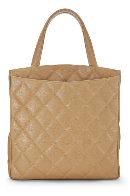 Chanel, sac à main matelassé beige à fermoir tournant Caviar d'occasion, beige