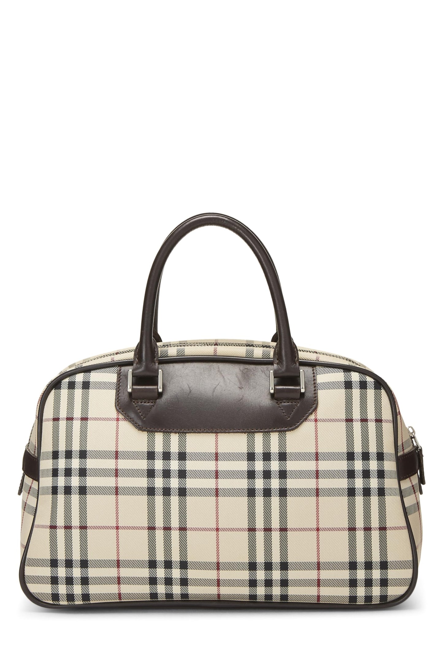 Burberry, sac à main bowler marron House Check de taille moyenne, d'occasion, marron