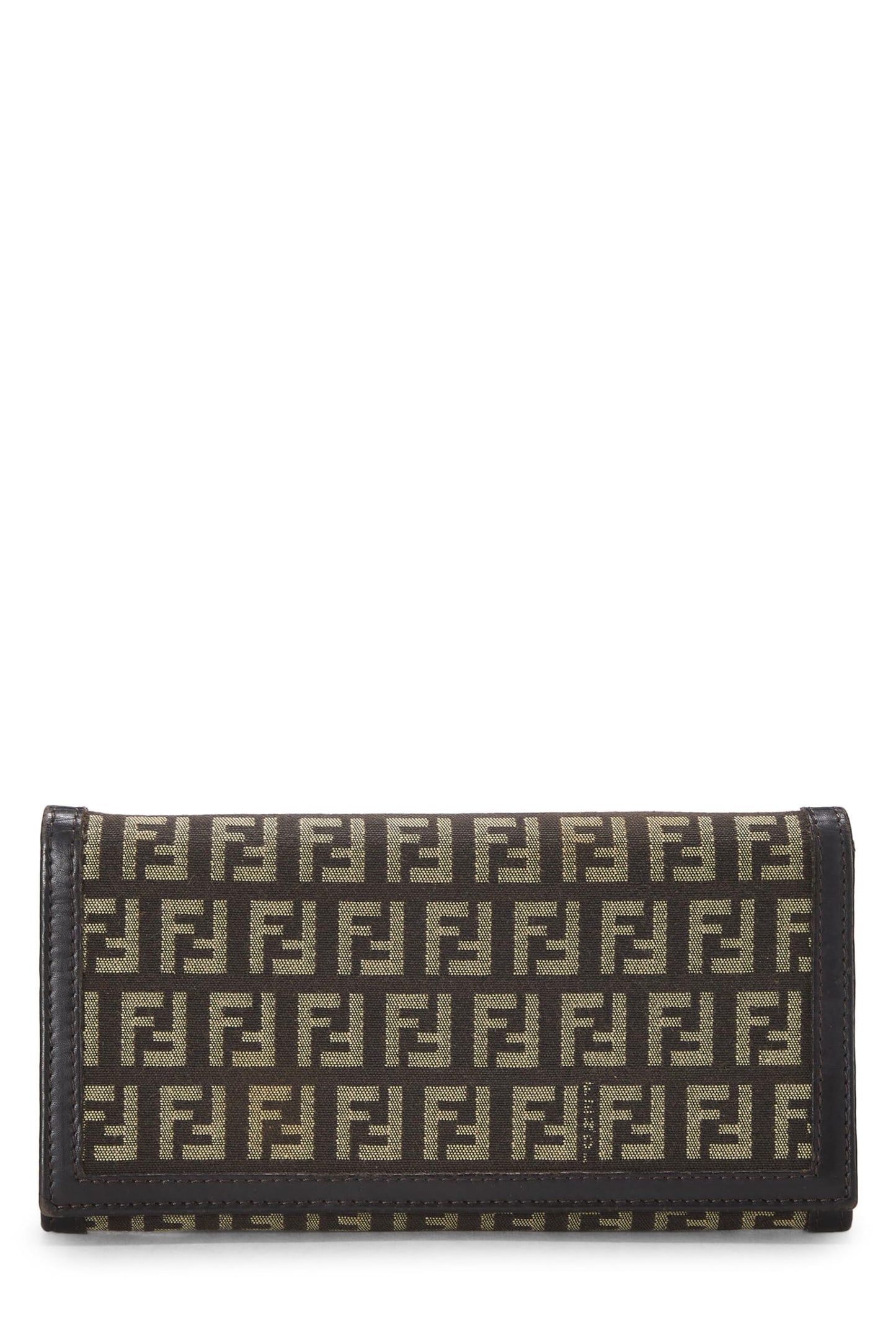 Fendi, portefeuille long en toile Zucchino marron d'occasion, marron