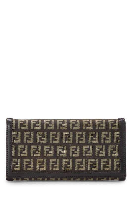 Fendi, Pre-Loved Brown Zucchino Canvas Long Wallet, Brown