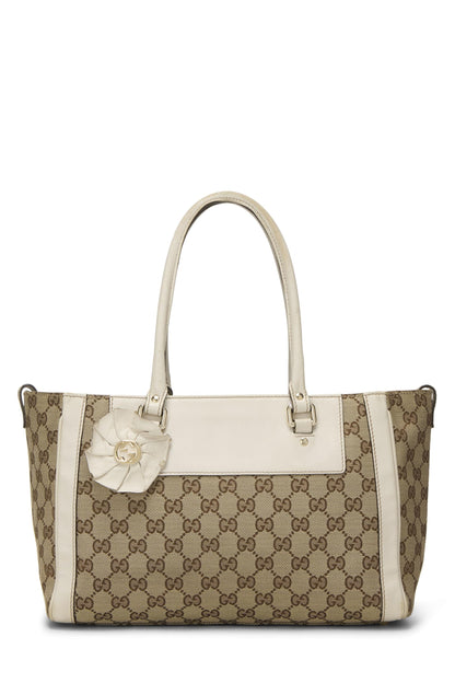 Gucci, sac à main en toile GG blanc d'origine d'occasion, blanc