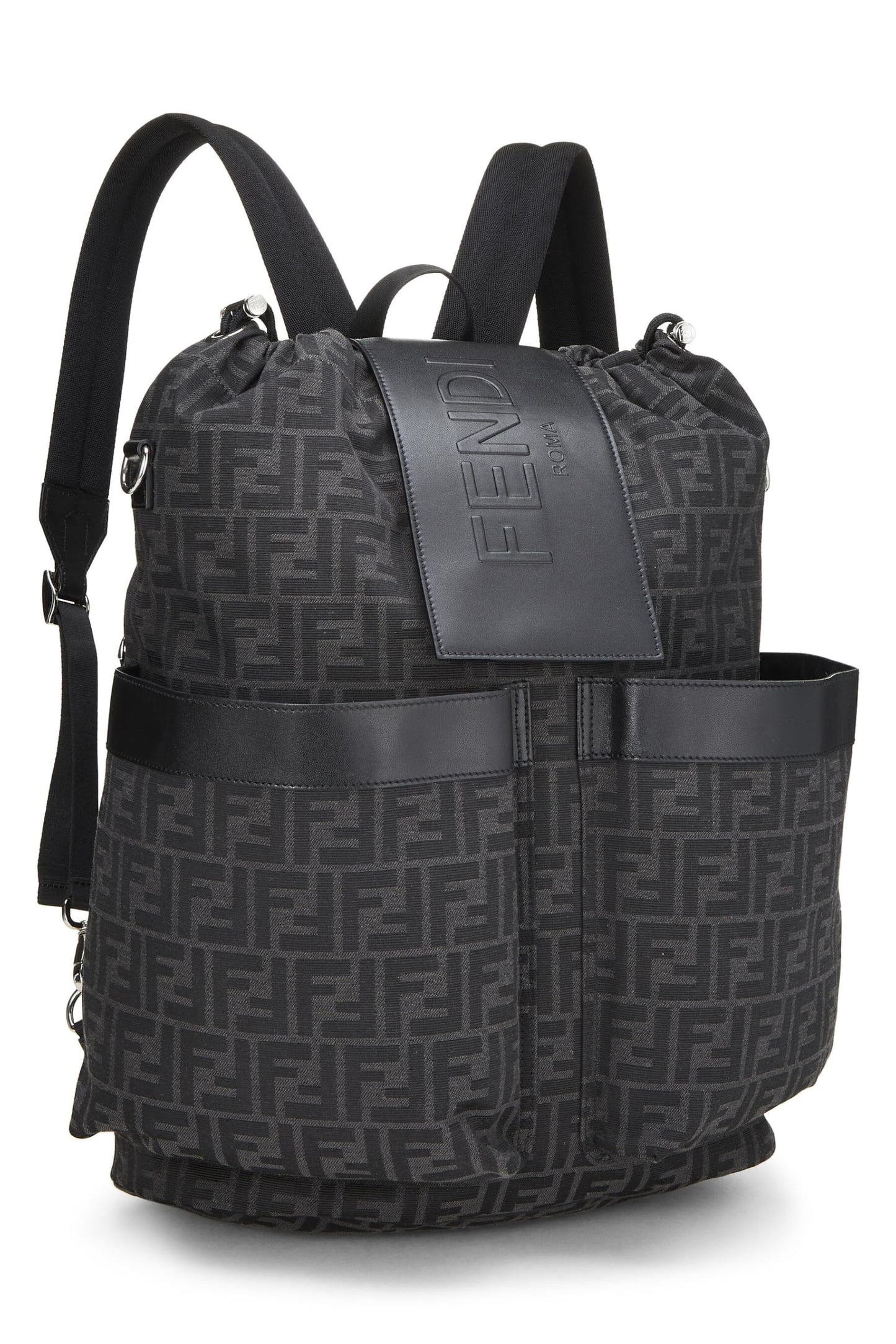 Fendi, Mochila Strike grande de lona Zucca negra Pre-Loved, Negro