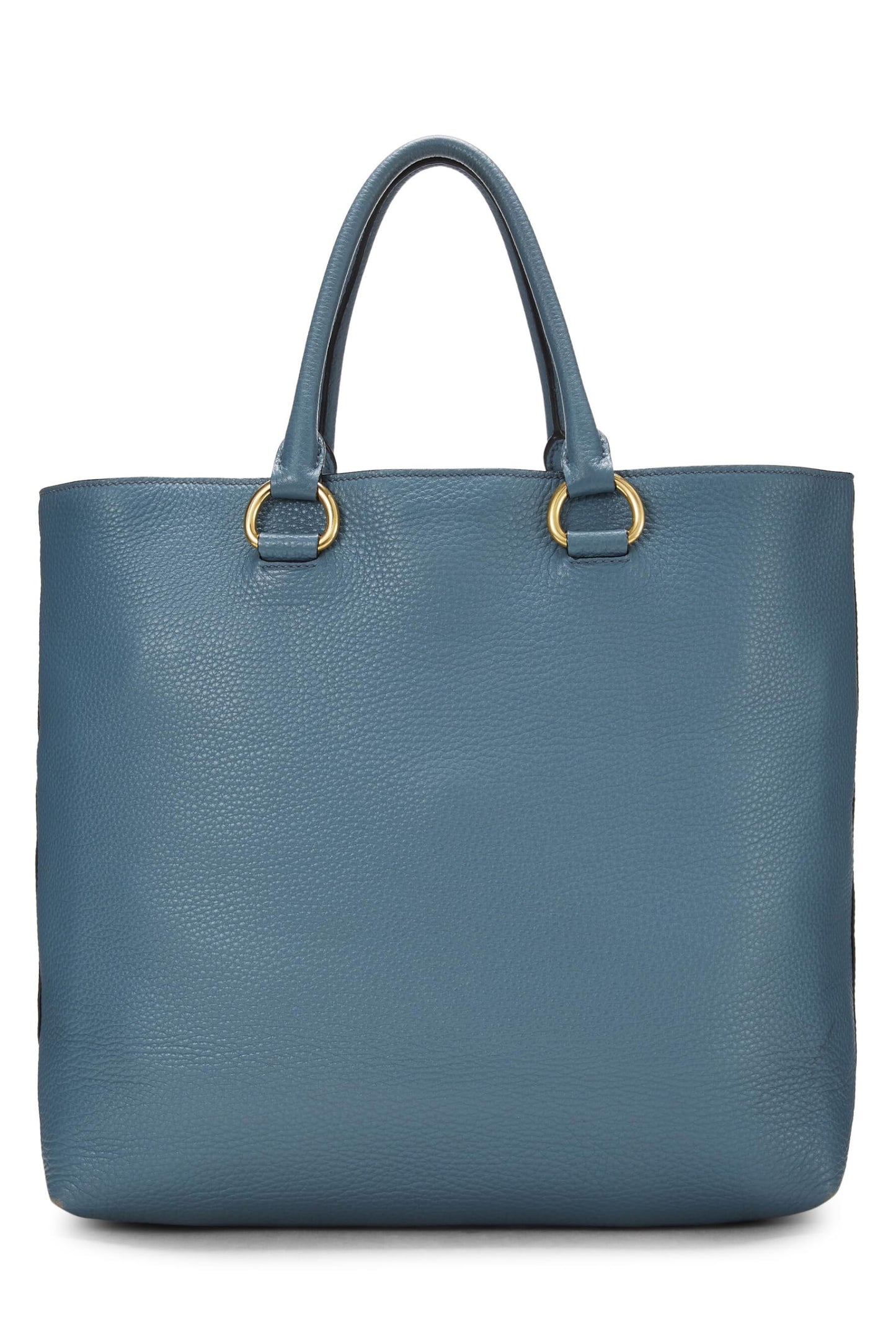 Prada, Pre-Loved Blue Vitello Daino Convertible Tote Medium, Blue