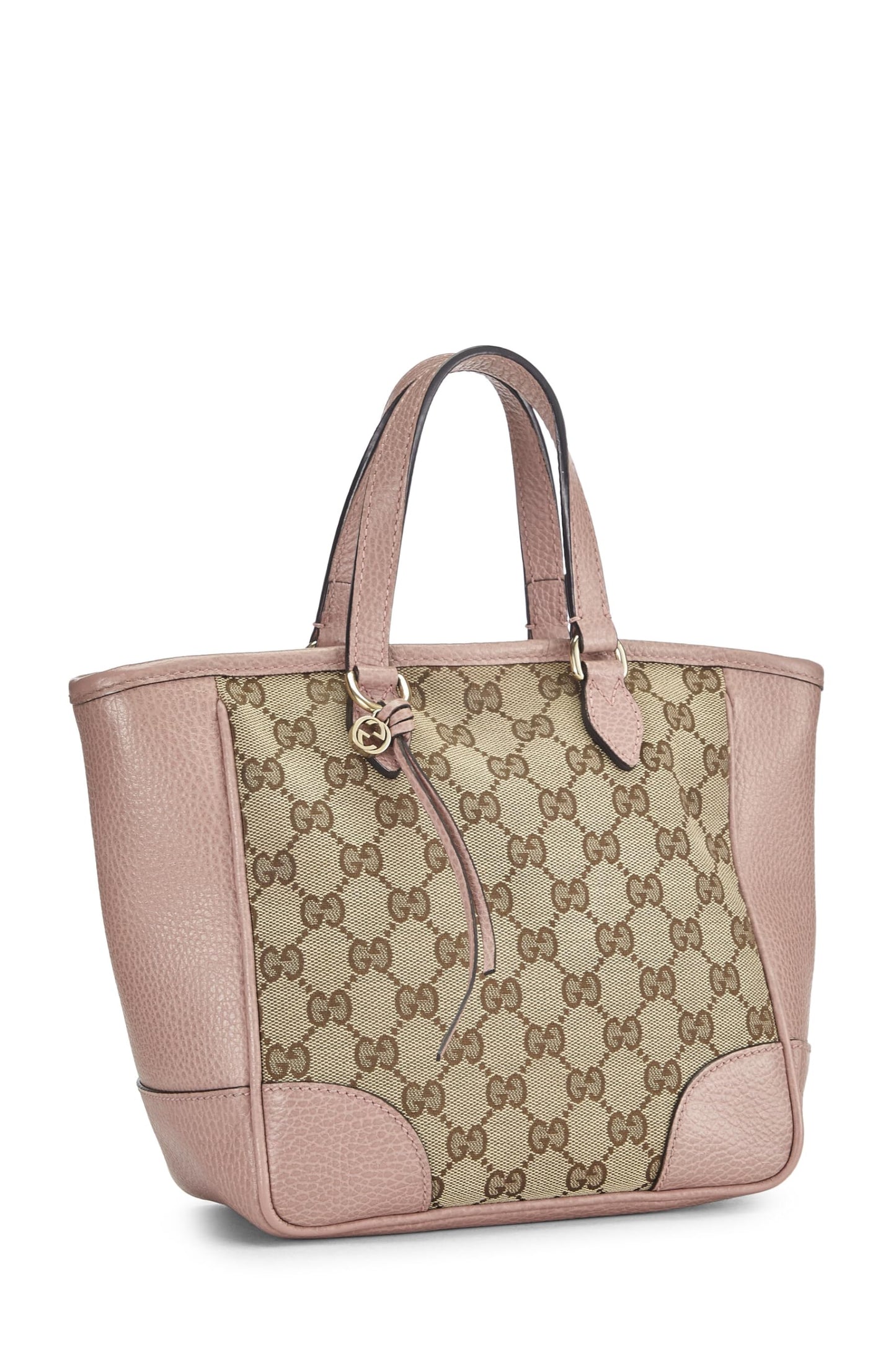 Gucci, sac fourre-tout Bree à poignée supérieure en toile GG rose d'occasion, petit modèle, rose