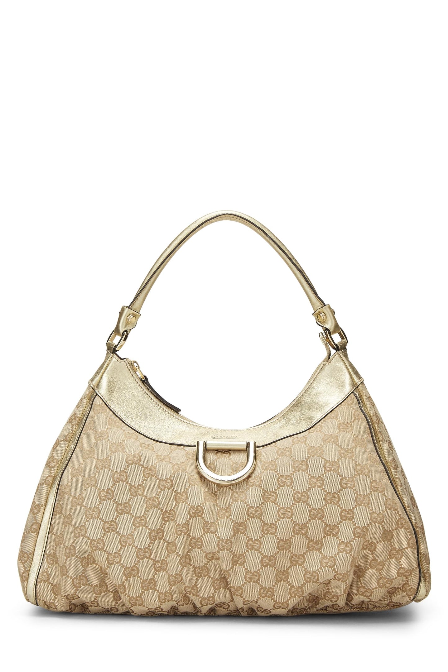 Gucci, Pre-Loved Gold Original GG Canvas D-Ring Abbey Shoulder Bag, Gold