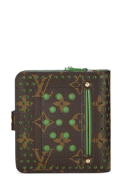 Louis Vuitton, Compact Zippy perforé en toile Monogram verte d'occasion, vert