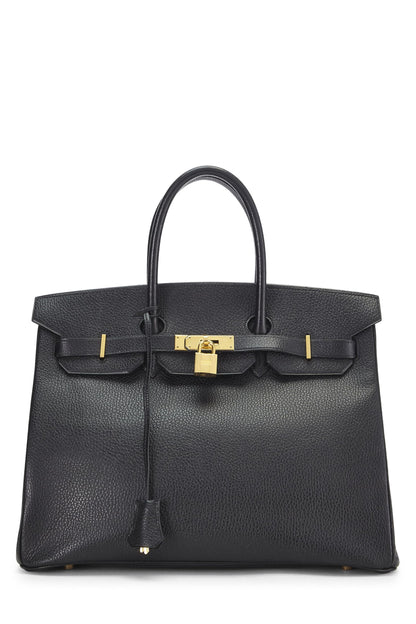 Hermès, Pre-Loved Black Ardennes Birkin 35, Black