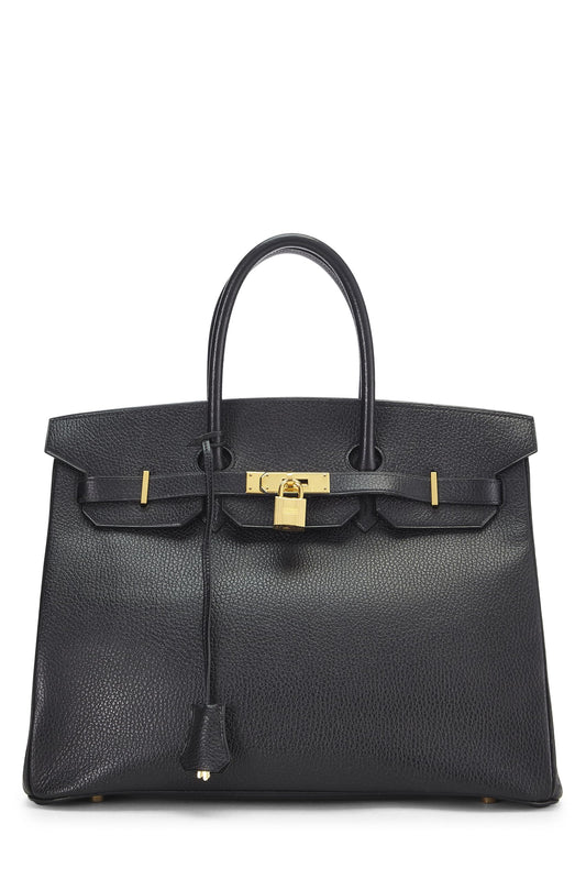 Hermès, Pre-Loved Black Ardennes Birkin 35, Negro