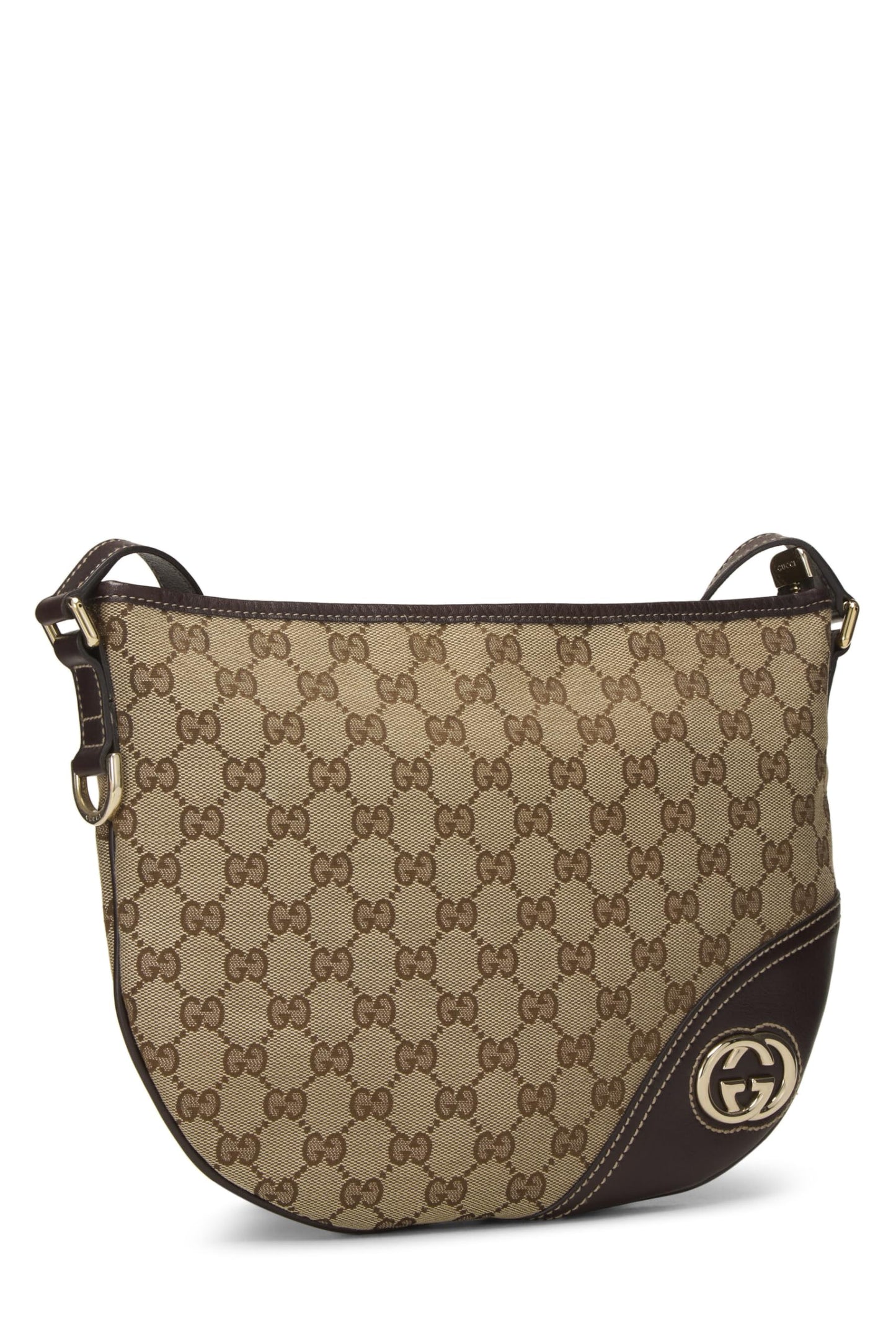 Gucci, sac messager Britt en toile GG marron d'occasion, marron