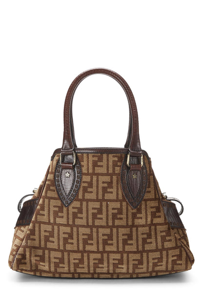 Fendi, Sac Du Jour Medium en velours marron Zucca d'occasion, marron