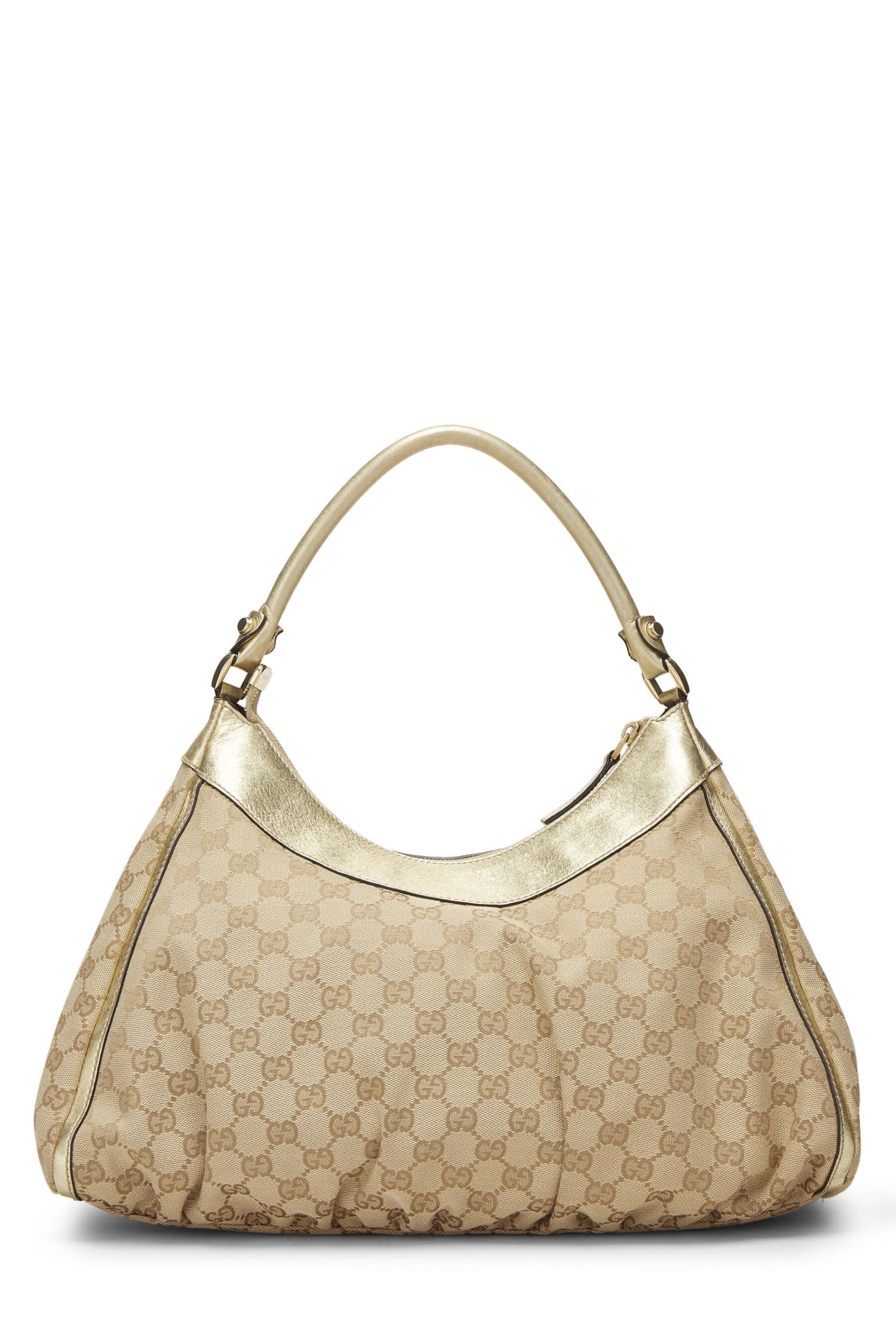 Gucci, Bolso de hombro Abbey con anilla en D de lona GG original dorado Pre-Loved, Dorado