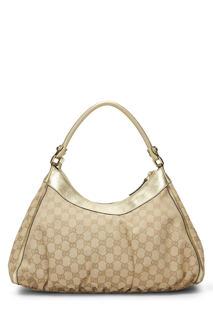 Gucci, Pre-Loved Gold Original GG Canvas D-Ring Abbey Shoulder Bag, Gold