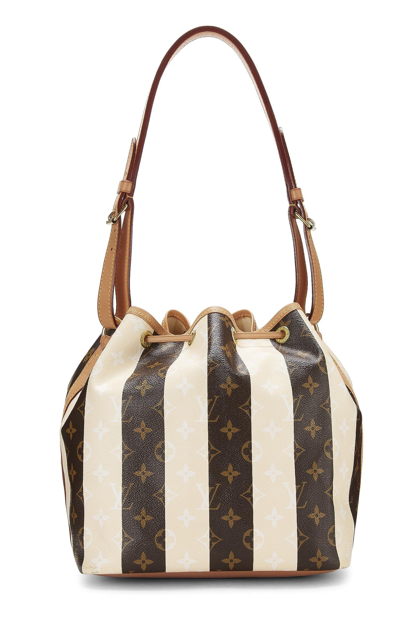 Louis Vuitton, Lona con monograma Pre-Loved para mujer Crema Rayures Noé Petite, Crema, Small