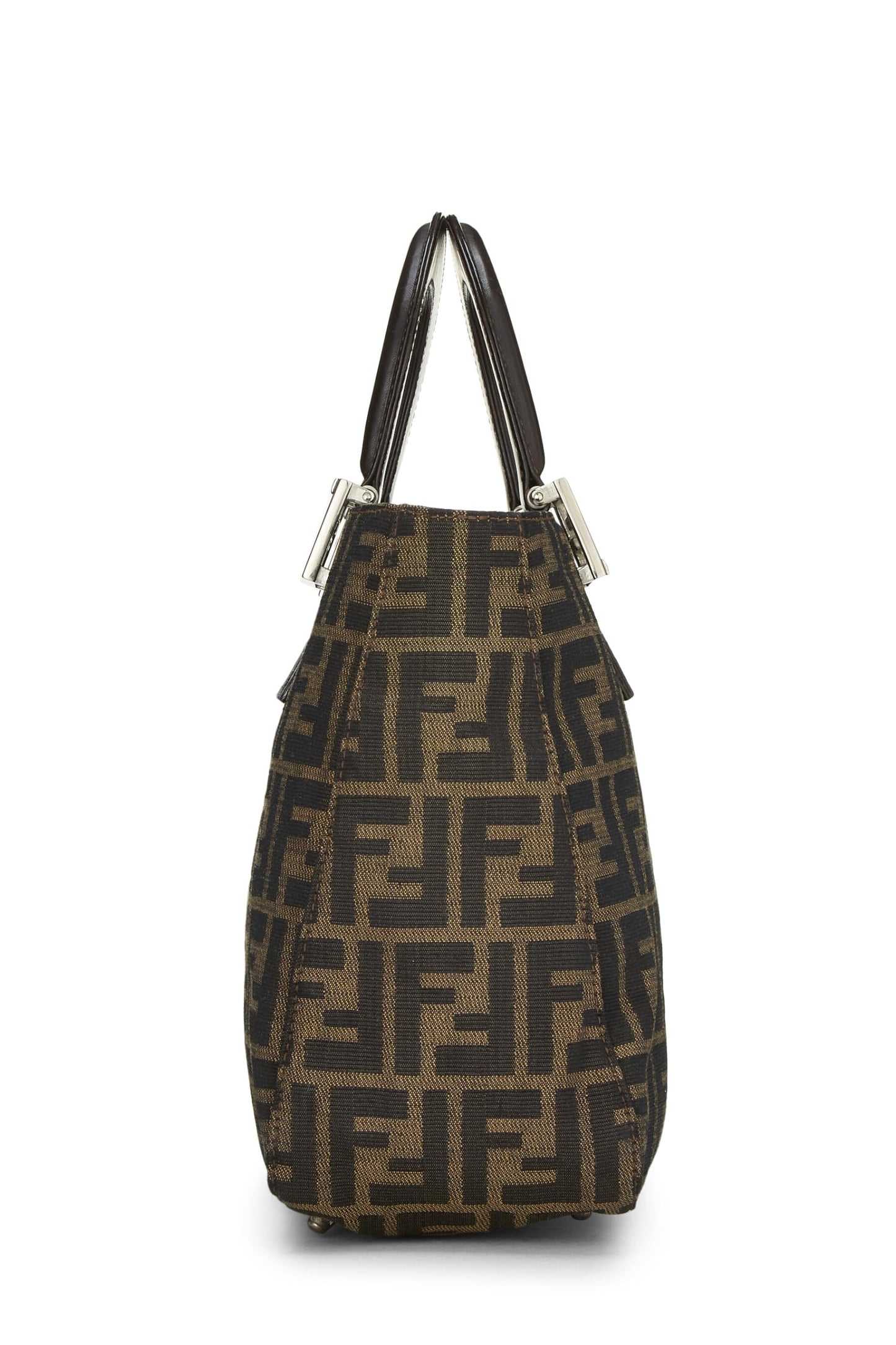 Fendi, sac à main en toile marron Zucca, petit modèle, d'occasion, marron