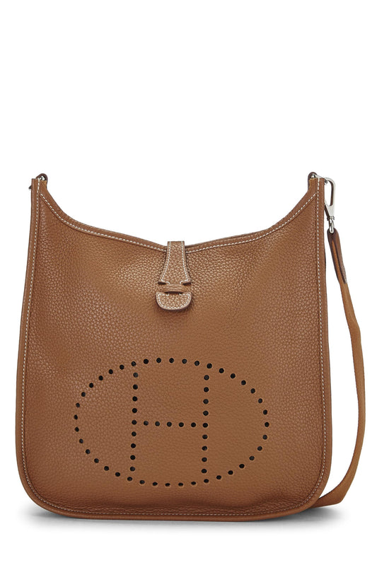 Hermès, Clémence Evelyne III PM Kraft Brown d'occasion, Hermès Gold