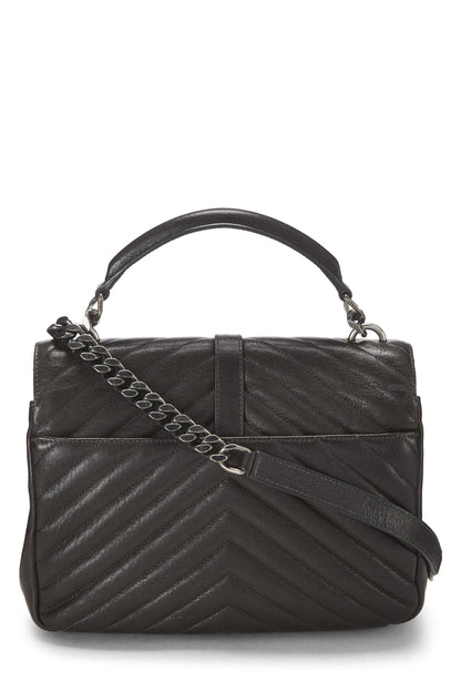 Yves Saint Laurent, College Medium en cuir marron à chevrons d'occasion, marron