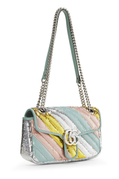 Gucci, Pre-Loved Multicolor GG Sequin Marmont Shoulder Bag Small, Multi