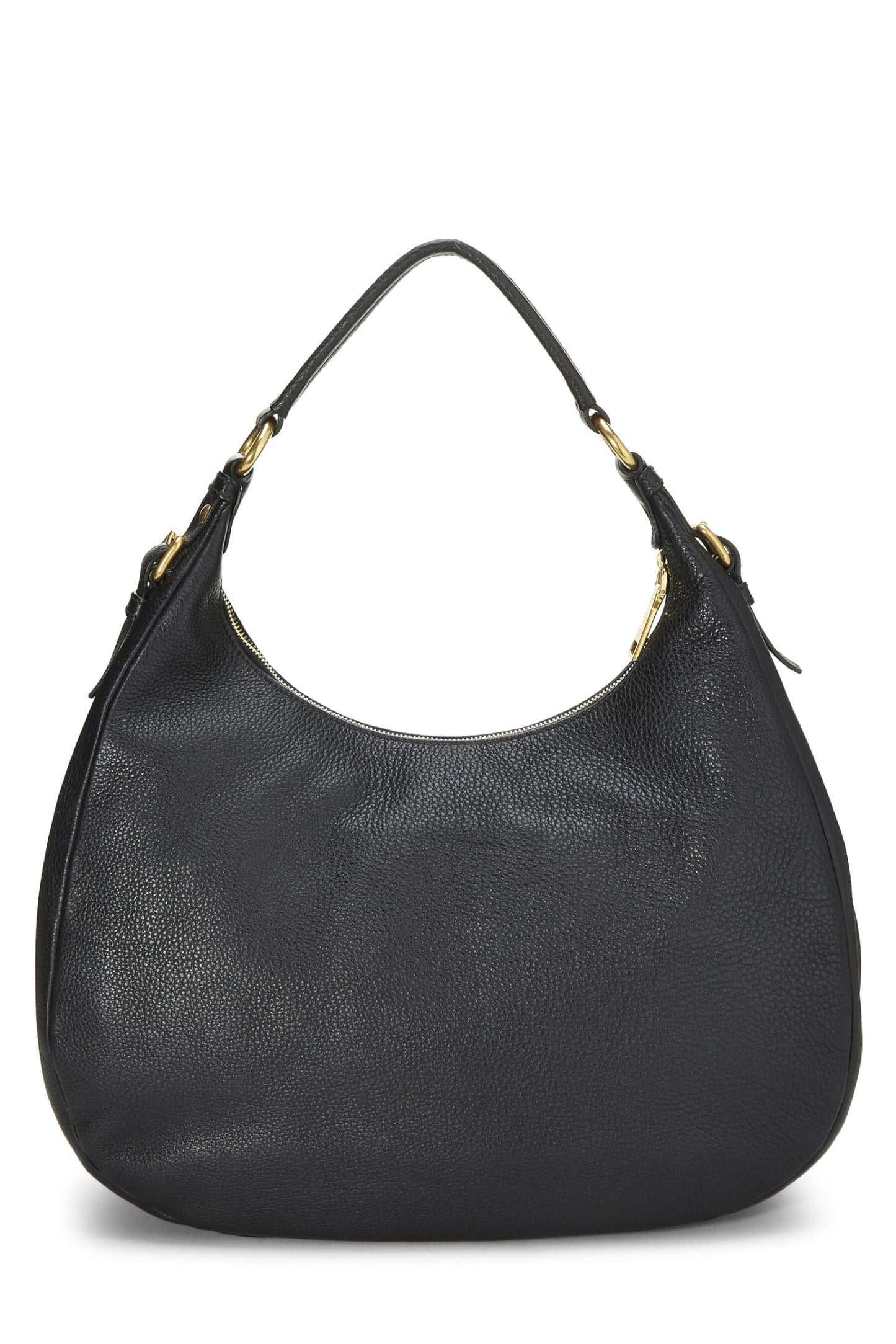 Prada, sac hobo Vitello Daino noir d'occasion de taille moyenne, noir