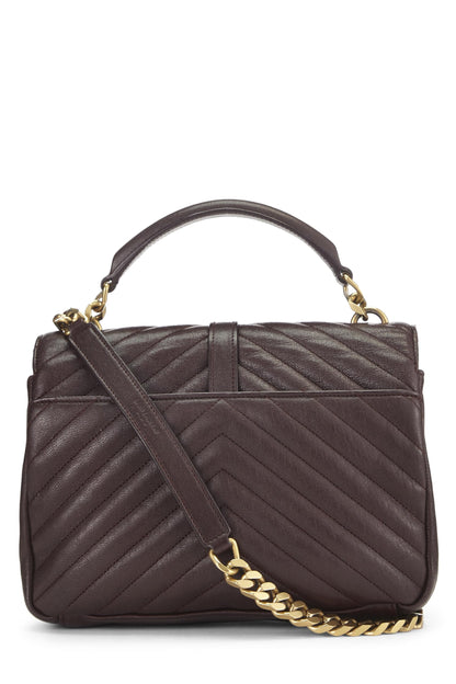 Yves Saint Laurent, Pre-Loved Burgundy Chevron Leather College Medium, Burgundy