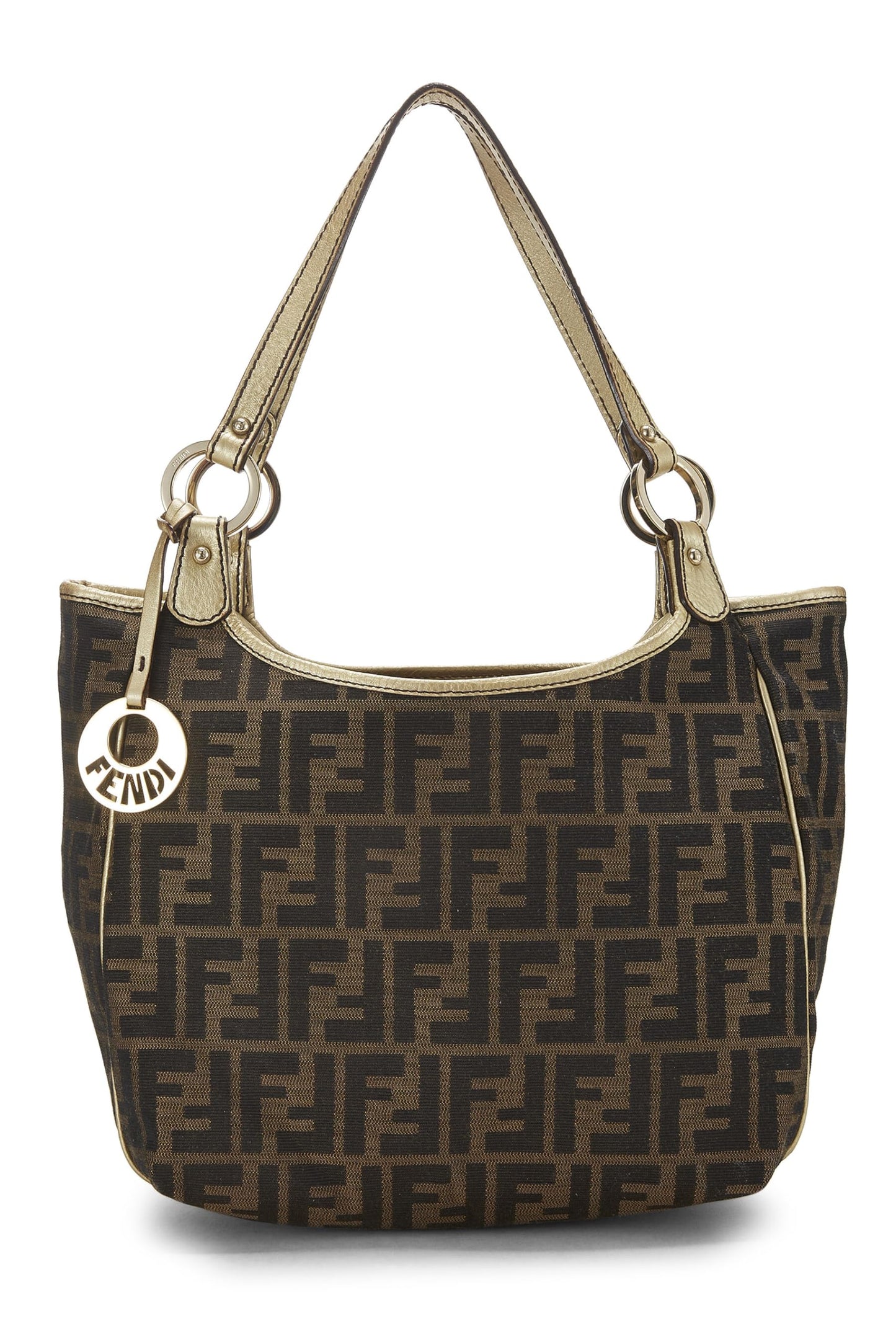 Fendi, Bolso de hombro de lona Zucca dorado Pre-Loved, Dorado